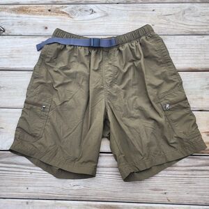 Columbia Mens Sz L 8"L Olive Green Omni-Shade Cargo Shorts Nylon Belted Hiking